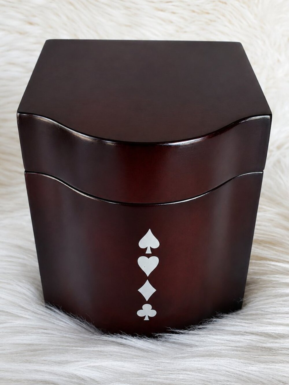 Vintage Rosewood 4 Suits Card & Scorepad Wooden Box Holder